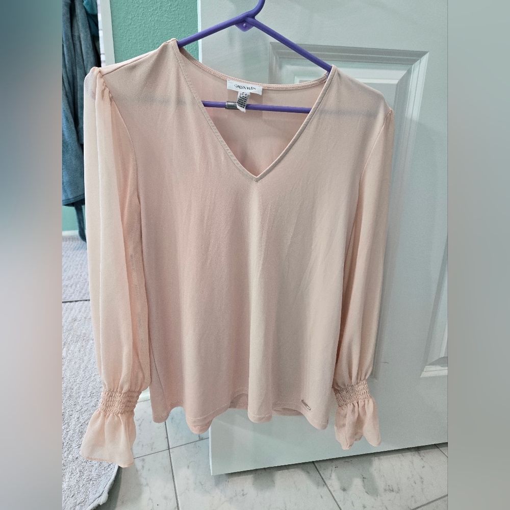 Calvin Klein Women's Pink V-Neck Top
